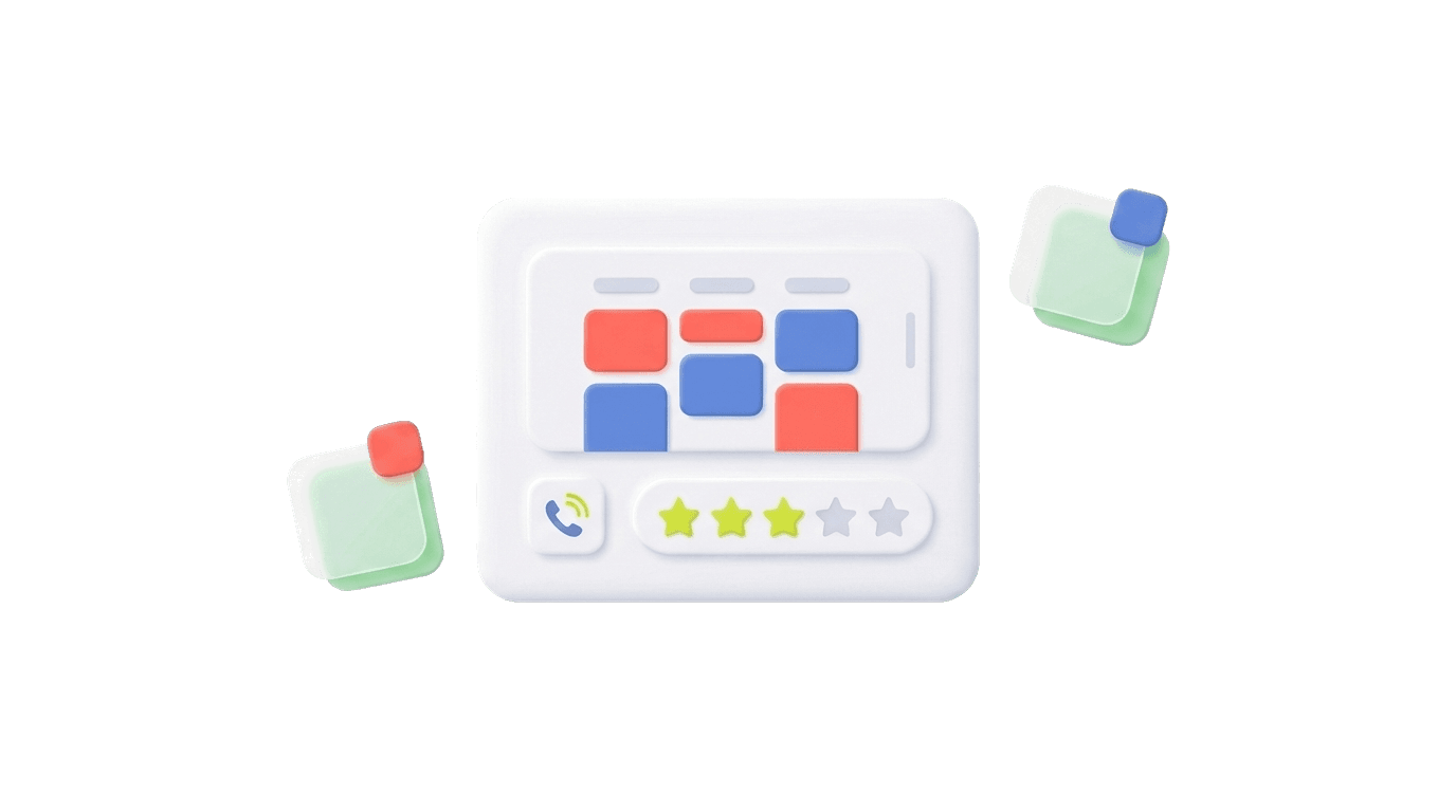 Illustrated mockup of an AI-powered dental practice dashboard